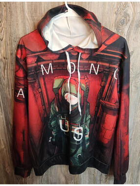 AMONG US All Over Print Pullover Hoodie Sweater Sweatshirt Size XL video game